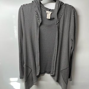Aj Andrea Jovine Open Front Cardigan Striped Super soft sweater. size large